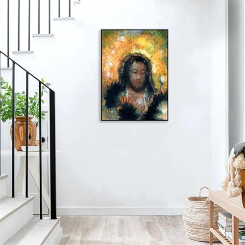 Impression sur toile Odilon Redon Tête du Christ poster tableau de maîtres déco chambre 50x40cm - 4