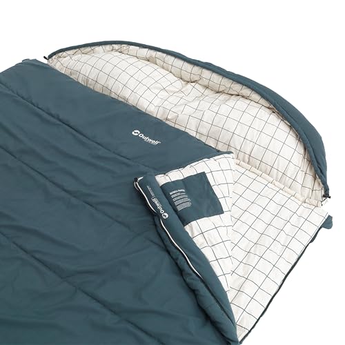 Outwell Camper Lux Double Sleeping Bag – 3-4 Season Couples Camping Sleeping Bag, Splits Into Two Singles, Polycotton, Built-In Pillow, Ultra Warm & Comfortable, Indoor & Outdoor Use (Blue) - 2
