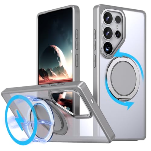Coque Samsung S25 Ultra antichoc avec support rotatif magnétique gris