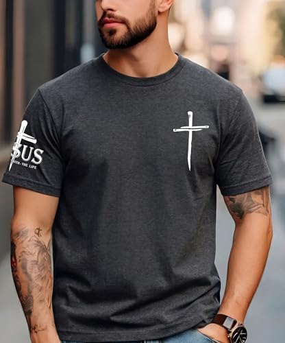 Image of Christian Shirts for Men Jesus Cross Shirt Religious Faith T Shirts