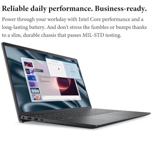 Image of Dell Pro 15 Essential Laptop, Intel Core 3 100U up to 4.7GHz, 16GB DDR5 RAM, 512GB PCIe SSD, 15.6 inch FHD 120Hz Display, WiFi 6, Windows 11 Pro, USB-C, Business Laptop Computer, Carbon Black