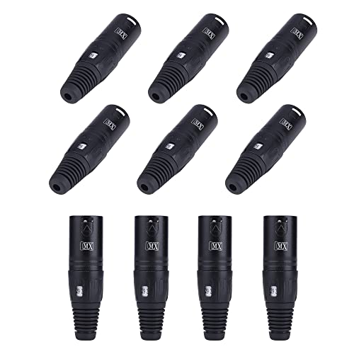 Image of MX 3 Pin XLR connector Microphone Connector pin Pure Copper Nickel Plated Pins1 for High Conductivity microphone cable connector PERENT (3 PIN BLACK COATED, Pack of 10, Male Connector)