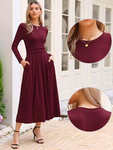 Allegra K Long Sleeve Dress for Women's A-Line Maxi Winter Fall Sweater Dresses2