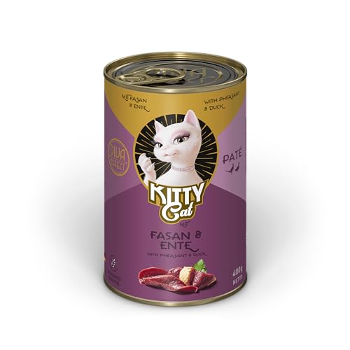 KITTY Cat Paté Faisán & Pato, 6 x 400 g, Comida húmeda para Gatos, sin Cereales, con taurina, Aceite de salmón y mejillón de Labios Verdes, pienso Completo con Alto Porcentaje de Carne, Fabricado en