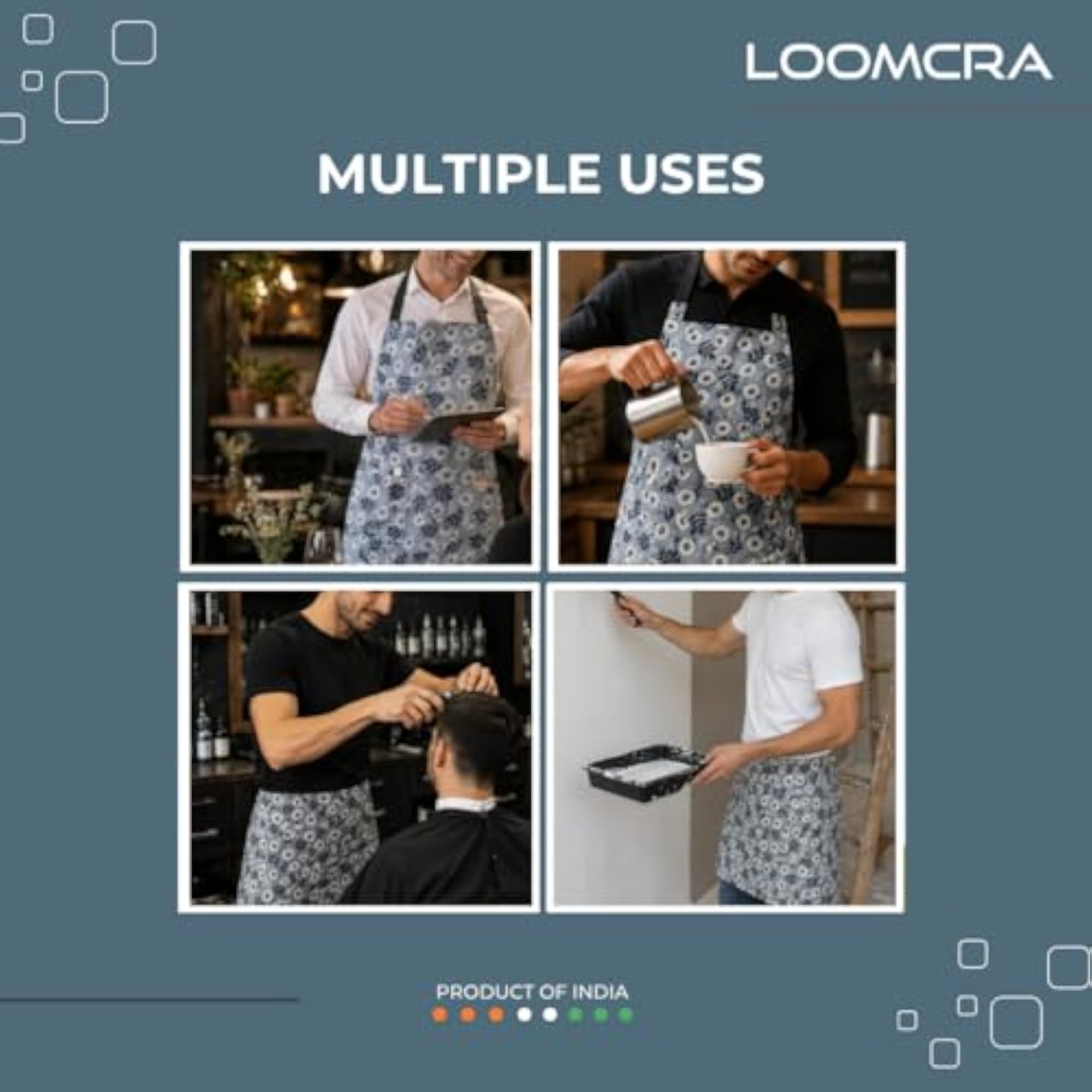 Floral Kitchen Apron & Half Waist Apron Combo for Men & Women