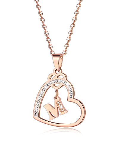 La Mejor Recopilación de Collares para Dama . 49 Regalos Día De La Madre para Mamá, Collares para Mujer con Inicial, Collar Inicial Mujer Acero Inoxidable con Dije Letra M, Cadena Collar con Inicial de Corazón, Regalos para...