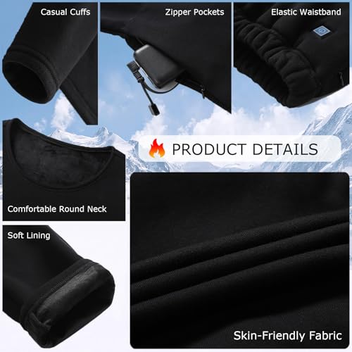 28-Zone Heated Underwear Set for Men Women, Outdoor Cycling USB Heating Thermal Underwear Baselayer Shirts & Pants4