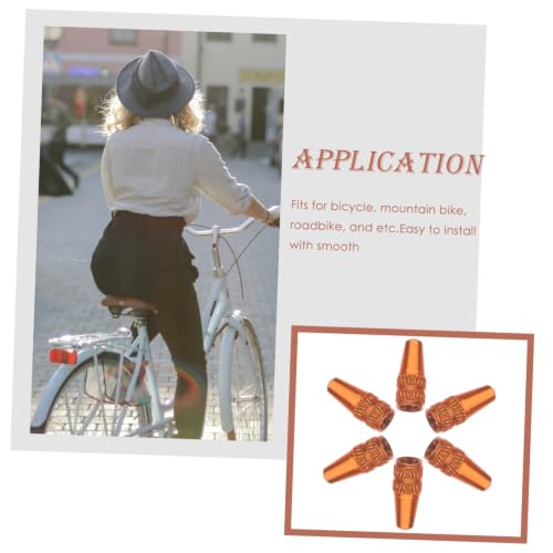6 tapas de válvula para bicicleta, aluminio, estilo francés, naranja, 6 piezas miniatura 3