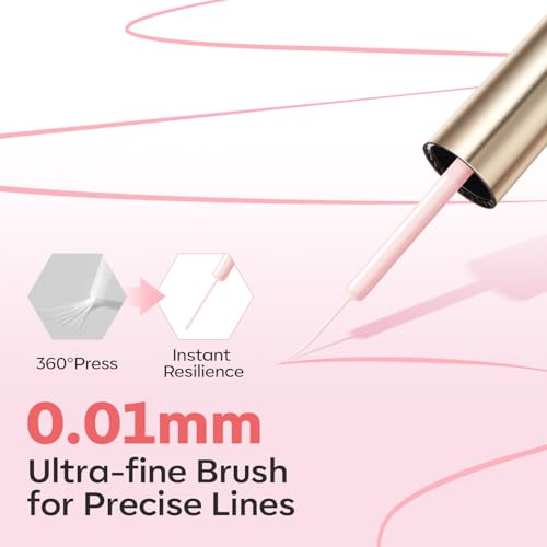 Image of modelones Pink French Tip Liner Gel Polish 15ml Built-in Fine Brush | Baby Pink Nail Art Gel Paint Swirl Fine Line Design Beginner Friendly Long Lasting Soak Off U V Cure DIY Soft Salon Manicure