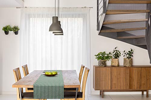 FILU Tischläufer 40 x 150 cm Dunkelgrün/Weiß kariert (Farbe und Größe wählbar) - hochwertig gefertigter Tischläufer aus 100% Baumwolle im skandinavischen Landhaus-Stil