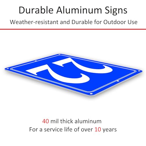 Image of Premium Aluminum Number Signs 22, Metal 12 inch X 8 inch Blue Numbered Signs Outdoor for Parking Lots, Floor, Dock, Court, Aisle, Field, High Visibility, No Fade, Weather-resistant