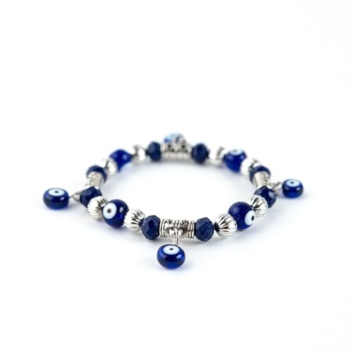 Pulseira Olho Grego Azul Pingentes Niquel Cristal Silicone
