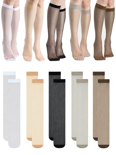 Image of Geyoga Knee High Stockings for Women Sheer Nylon Socks