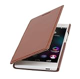StilGut Book Type Case ohne Clip, Hülle aus Leder für Wiko Ridge 4G, Cognac