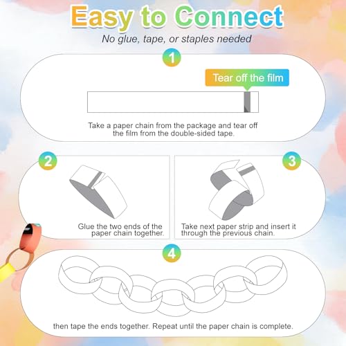 Morcheiong 300 Papierketten in hellen Farben, Papierstreifen zum Basteln und für Partydekorationen