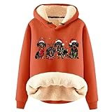 Sudadera con capucha para mujer, estilo cálido y moderno, sudadera con capucha de forro polar mullido, sudadera de gran tamaño, con cordón, acogedora y cálida sudadera con capucha para mujer, naranja,