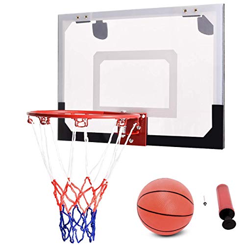 Goplus 18'' x12'' Mini Basketball Hoop Over-The-Door Basketball Backboard Indoor Outdoor Sports Exercise