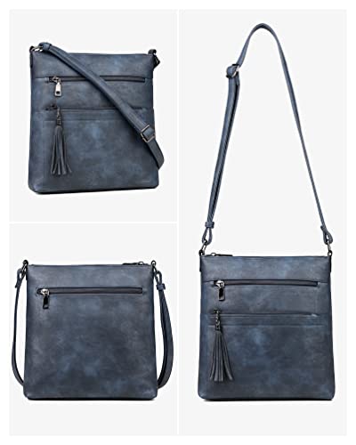 Image of MASINTOR Crossbody Purses for Women, Multi Pocket Casual Crossbody Bag, Adjustable Strap Shoulder Bag with Tassel