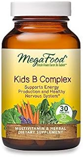 MegaFood Kids B Complex - Supplement with B Vitamins for Cellular Energy and Nervous System Support - Gluten Free, Vegetarian & Made without Dairy & Soy - 30 Tabs
