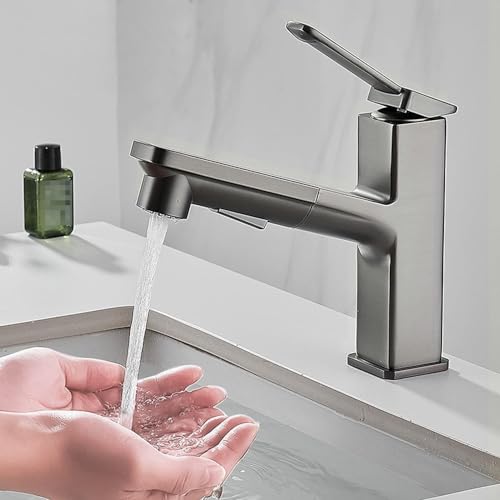 Mitigeur de lavabo extractible robinets d'évier de salle de bains cuisine polyvalent