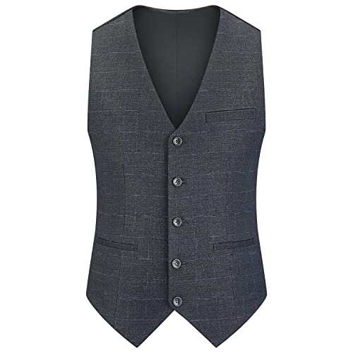 Mens Plaid Suits Slim Fit 3 Piece Modern Casual One Button Tuxedo For Wedding Prom Business Blazer Vest Pants Suit Set #TOP2