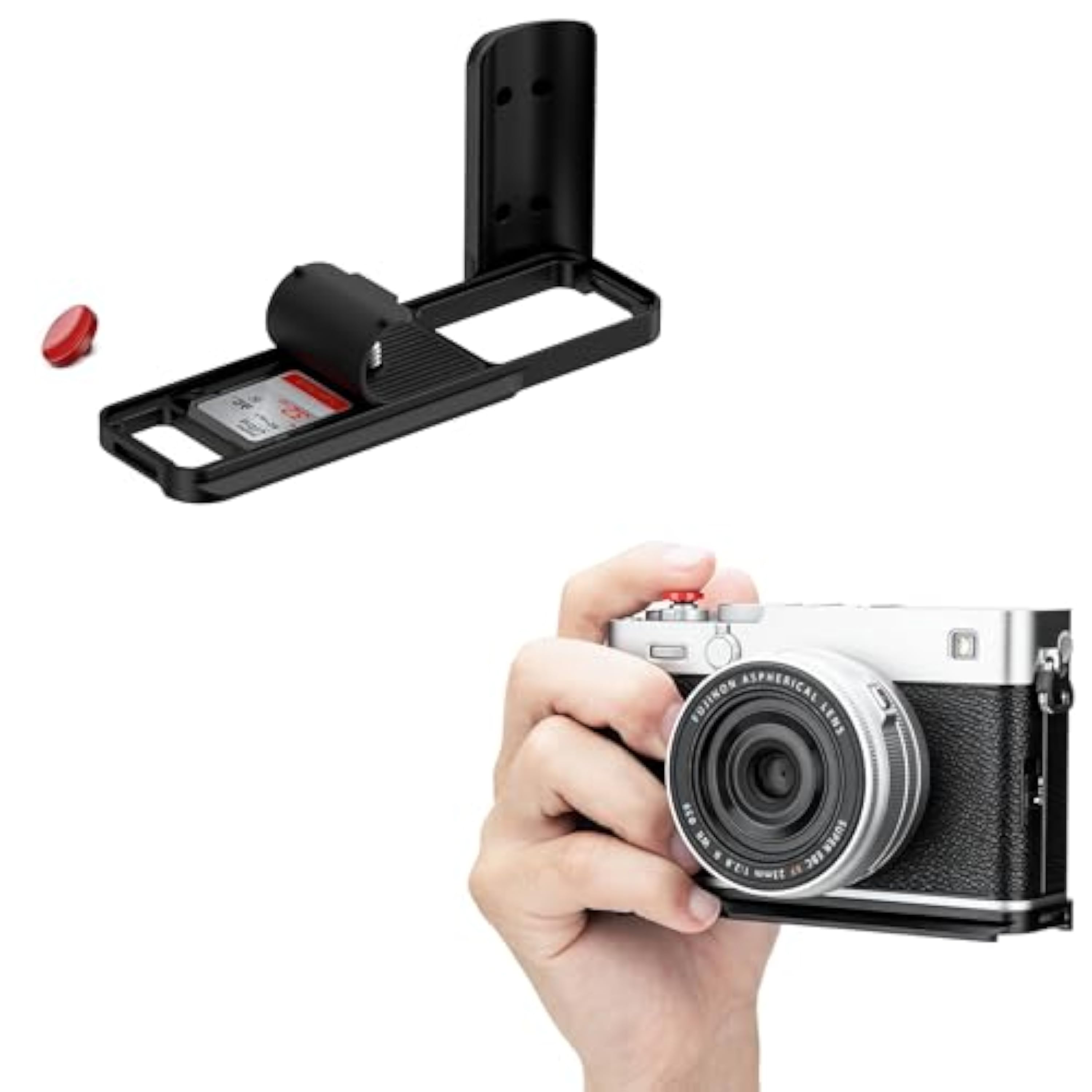 JJC Agarre de Metal en Forma de L Compatible con cámara Fujifilm X-E5, liberación rápida para Arca, Agujero de 1/4 a 20, Agarre de Mano Compatible con Clip de cámara de Captura de diseño Pico V3