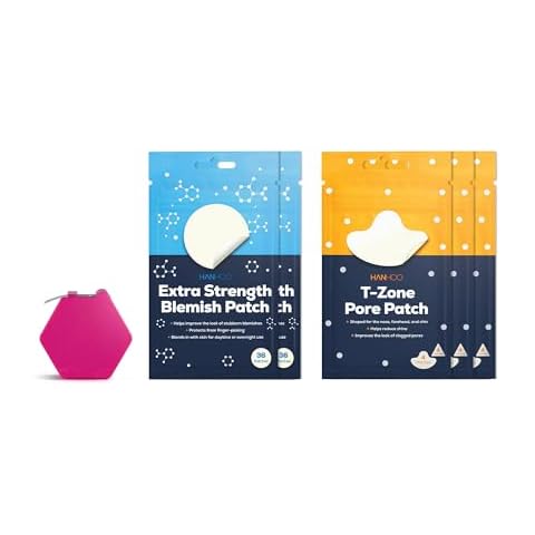Hanhoo T-Zone Pore Patch, On the Go Blemish Patch, and Extra Strength Blemish Patch Bundle, 204 Total Patches, Shrinks Pimples, Absorbs Fluid, Invisible Pimple Patches, Korean Skincare Cover