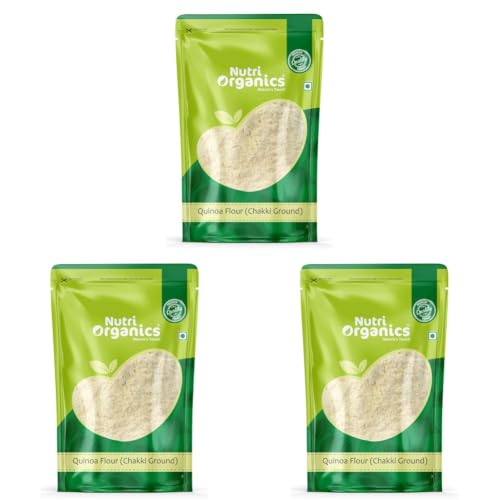 Image of NutriOrganics Quinoa Flour - 2kg | Gluten Free Atta | Enriched with Dietary Fibre, Protein & Vitamins | Improves Gut Health | Superfood | Micro-nutrients | No Preservatives (Pack of 3)
