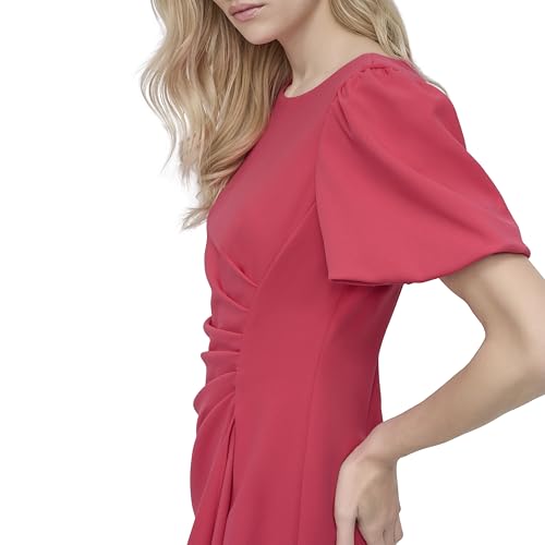 Image of DKNY Women's Short Sleeve Boat Neck Side Ruched Dress