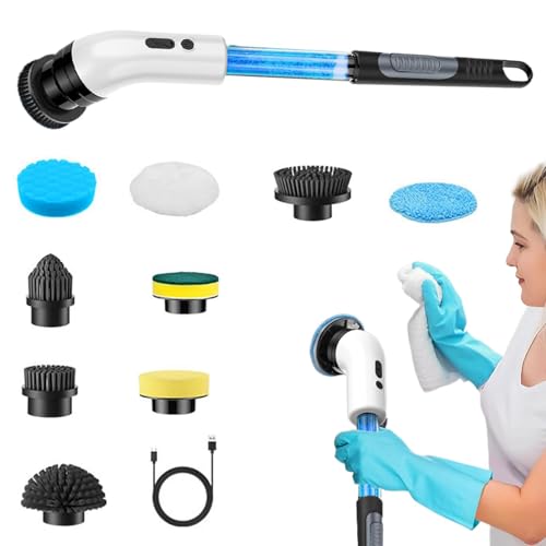 Purificatore elettrico a rotazione, purificatore per la pulizia del bagno,Autolavatrici elettriche senza fili con asta di estensione - Forniture per la pulizia con testina sostituibile per cucina