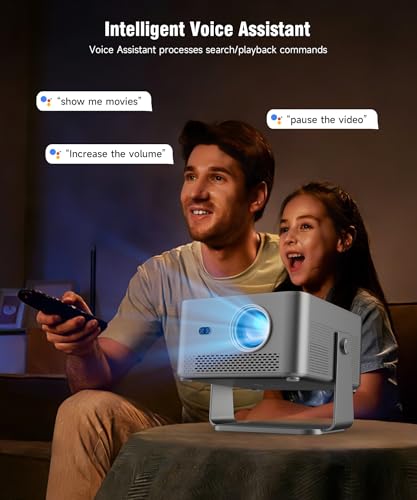 Image of Magcubic 4K Smart Projector with WiFi and Bluetooth, 800 ANSI, TV Stick Built-in, Auto Focus & Keystone, Voice Control, 180 Rotatable Portable Movie Proyector for Home Theater Outdoor Bedroom