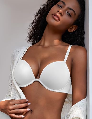 Image of Deyllo Women's Push Up Underwire Bra Super Padded T-Shirt Bra Add Two Cups