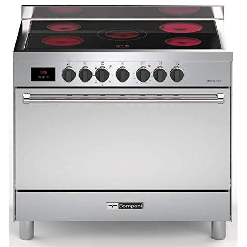 Bompani Bo 683 DZ sur pied en acier inoxydable de 90 cm/Range Cooker dans Tech Line Design/Cuisinière avec plaque vitrocéramique/5 zones de cuisson + Deux...