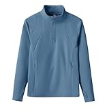 MoFiz Girls Long Sleeve Equestrian Riding Shirt Soft Thermal Half Zip Fleece Lined Jacket for Winter Horseback Riding Kids Blue M Size (10-12 Years)