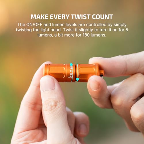 Image of OLIGHT I1R 2 Pro Eos 180 Lumens EDC Rechargeable Keychain Flashlight, Powered by Built-in Rechargeable Battery with Type-C USB Cable, Slim Mini Handheld Light for Everyday Carry (Capsule Orange)