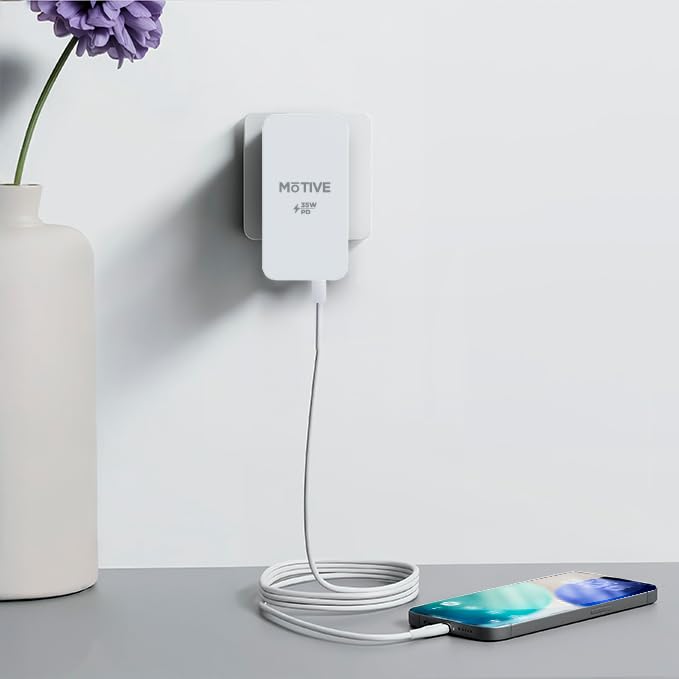 MOTIVE - Bloque de cargador USB C plano de 35 W, cargador súper rápido para Samsung Galaxy S25, S24, S23 y modelos de iPhone, cargador de pared ultrafino, cargador de teléfono con Var