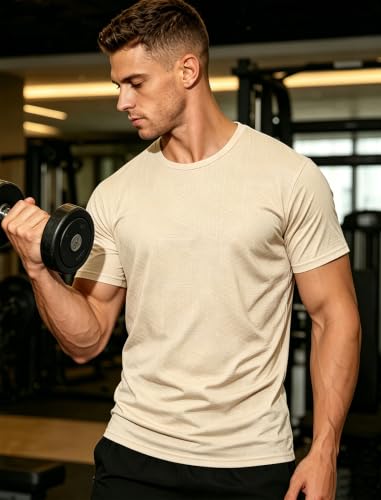 Image of APTRO Men's Workout Shirts Quick Dry Athletic Gym T-Shirts - Moisture Wicking Short Sleeve Performance Running Tees for Men