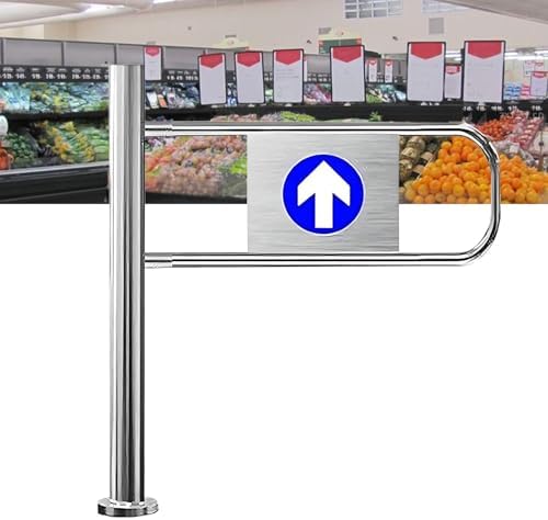 Automatic Swing Gate - 90° Opening, Self-Closing One-Way Door - Stainless Steel Pedestrian Access Control for Warehouses, Libraries, Stores (70x100cm)