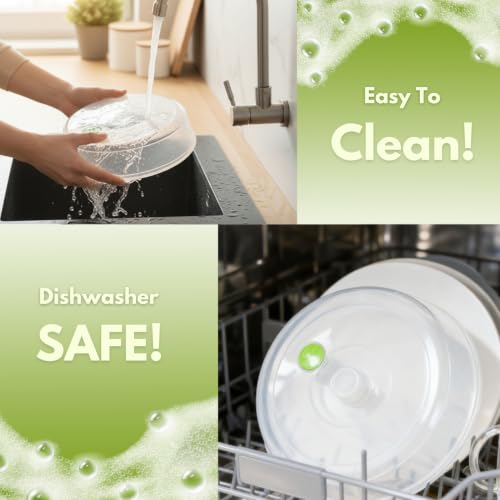 Image of Flexzion Microwave Plate Covers Set of 5 - BPA-Free Microwave Cover with Adjustable Steam Vent, Dishwasher Safe Microwave Splatter Cover, Transparent Plastic Food Covers for Microwave Cooking