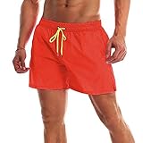 YnimioAOX Men's Swim Trunks Quick Dry Beach Shorts Swimwear Bathing Suit with Mesh Lining,Orange red,38