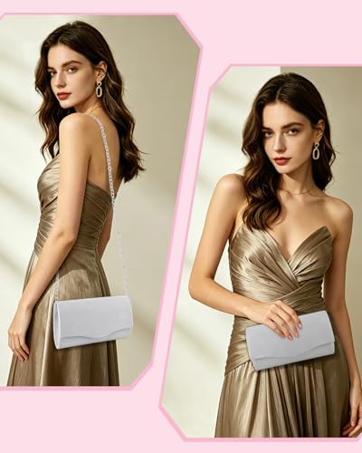 Image of TINDTOP Clutch Purses for Women, Formal Evening Bags Suede Shoulder Envelope Party Handbags Wedding Cocktail Prom Clutches
