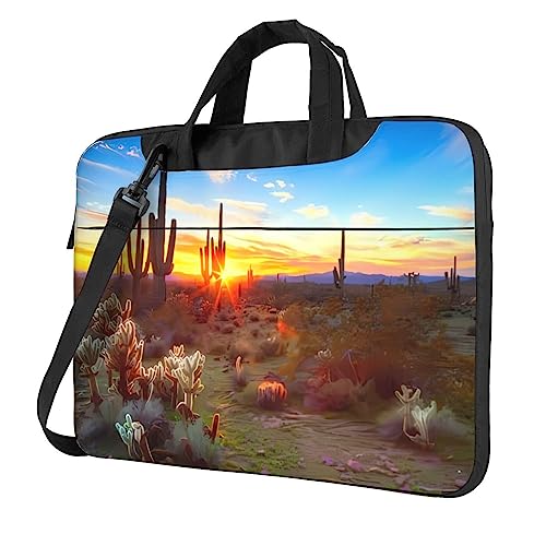 Sac à bandoulière étanche Cactus Desert Sunset pour ordinateur portable à poignée