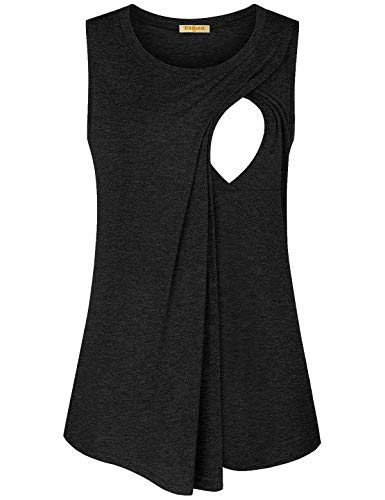 Image of BAIKEA Womens Sleeveless Breastfeeding Shirts Asymmetrical Nursing Tank Tops