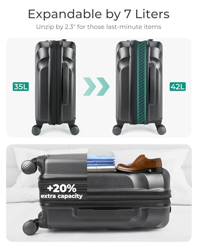BAGSMART Carry On Luggage 22x14x9 Airline Approved with TSA Lock, Expandable Hard Shell Suitcase with Spinner Wheels, Lightweight 20 Inch Travel Rolling Carry-On Luggage, Black4