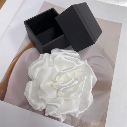 Image of Dainty Peony Rose Flower Brooches Lapel Pins Delicate Elegant Fabric Flowers Brooch Pin for Women Flower Corsage for Wedding Party Accessories Jewelry Gifts100mm