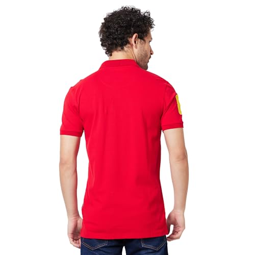 Image of Giordano Men's Slim Fit Solid Polo Collar Short Sleeves Regular Length Button Closure Cotton Polo T-Shirt