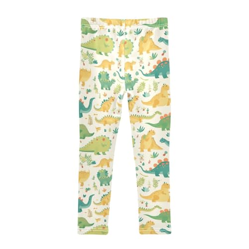 KLL Set Cartoon Watercolor Dinosaurs Toddler Girls' Cotton Pants Comfortable Full Length Lounge Pants Exercise2
