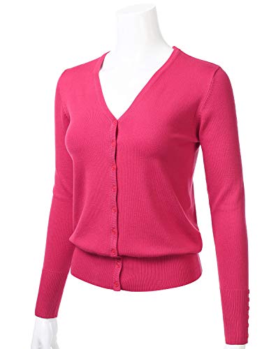 Women's Button Down V-Neck Long Sleeve Knit Cardigan with Sleeve Button Detail (S-3XL)2