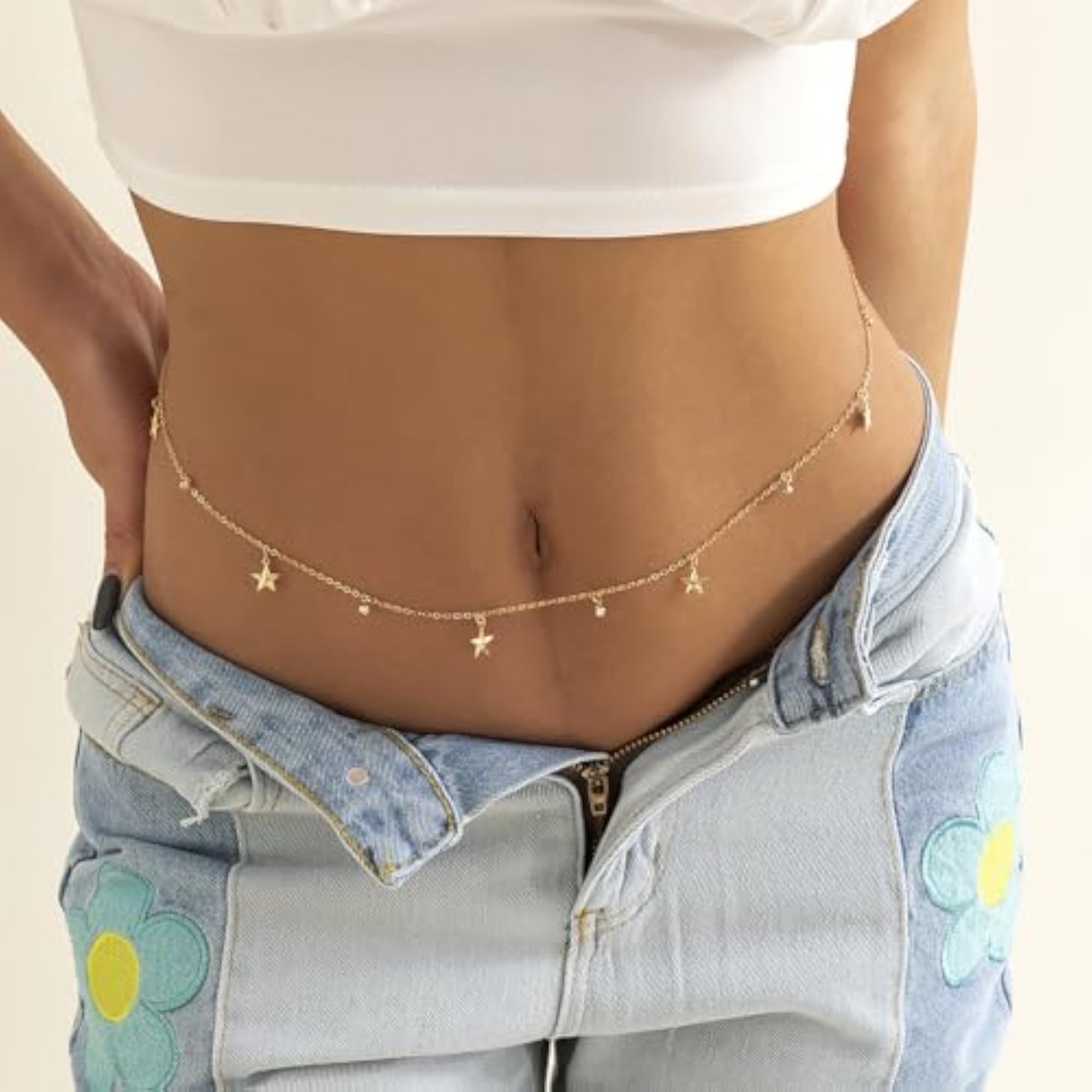 Women's Lightweight Multi Layer Body Chain, Gold Fashion Jewelry