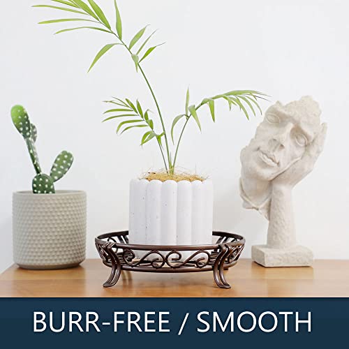 Yimobra Metal Plant Stand For Outdoor Indoor, Heavy Duty Flower Pots Holder Rustproof Wrought Iron Planter Stands Garden Round Supports Rack For Planter 10.3 Inches, Bronze Brown #TOP6